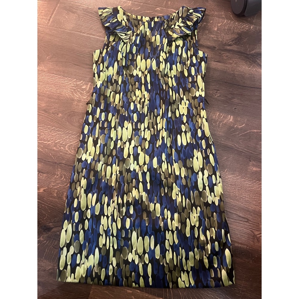 AGB Dress Sleeveless Ruffle Sheath Cocktail Party Dress Blue Green Size 8